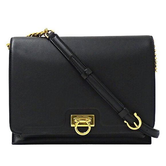 Salvatore Ferragamo Bags Salvatore Ferragamo Bag Womens Shoulder Trifolio Leather Black